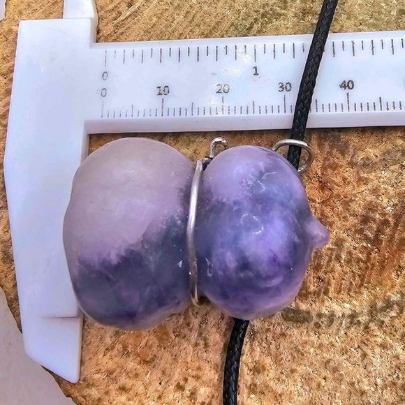 Nature Purple Fluorite Hand Carved Stacking Funny Pumpkin Pendant Necklace - Picture 8 of 10
